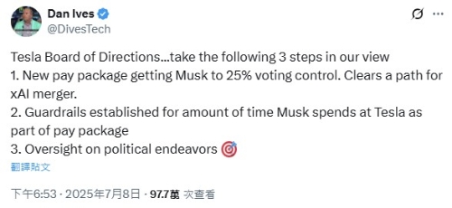 Dan Ives公开向Tesla董事会提出三项建议。